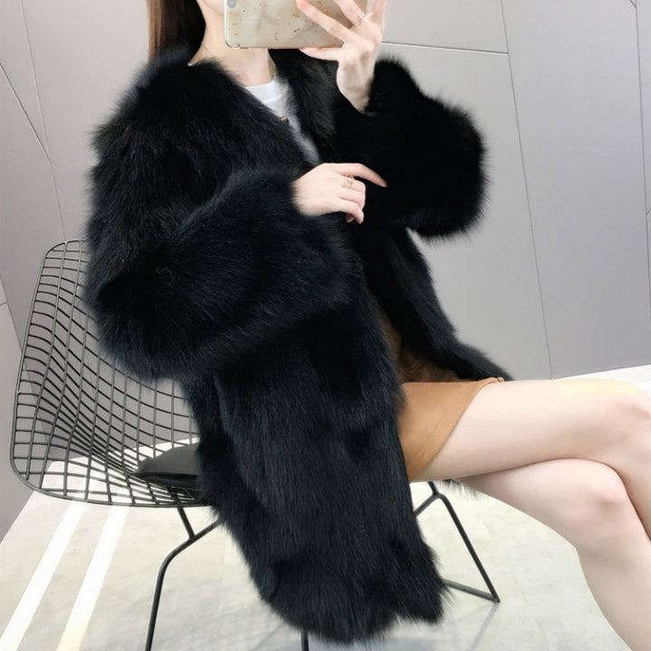 Women's winter coat, faux fur, medium length