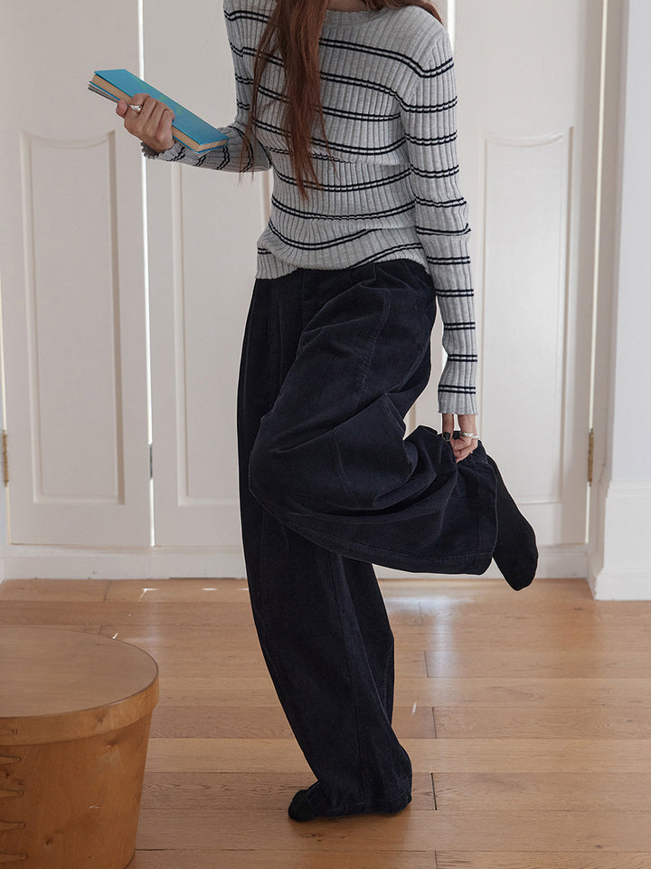 Retro-cord trousers, loose fit, women's
