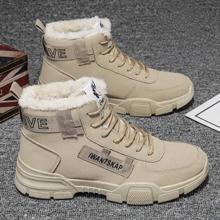 Padded men's winter boots, mid-height shaft