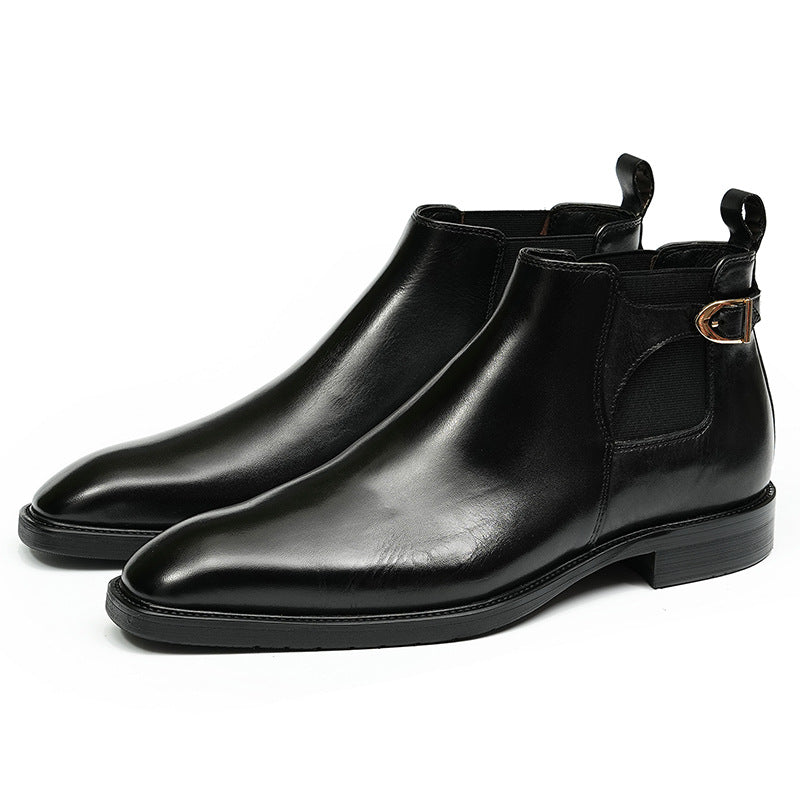 Men's Chelsea boots made of genuine cowhide, business style
