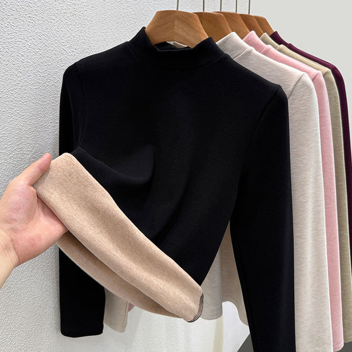 Wool blend turtleneck sweater with thermal lining