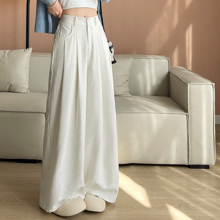 Padded cord pants for women, wide cut