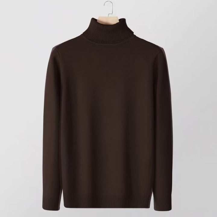 Men's knit sweater with high collar, slim fit