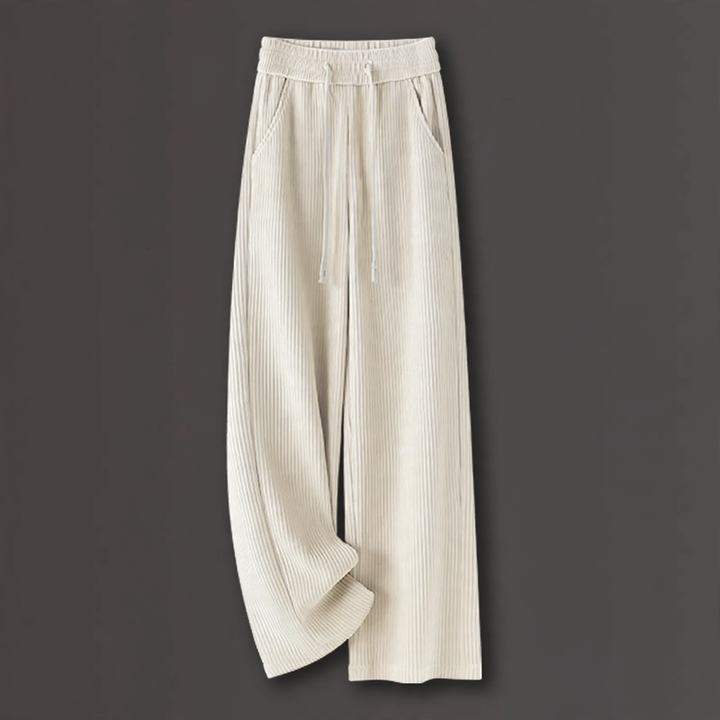 Padded cord wide-leg trousers with a straight cut