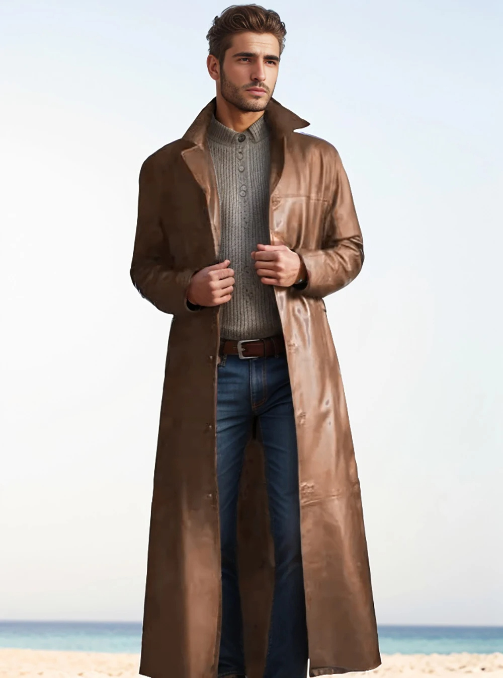 Lune London | Long Leather Coat for Men