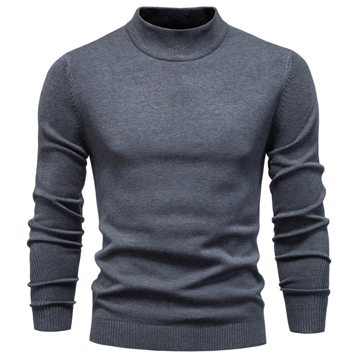 Men's turtleneck sweater, solid color, casual