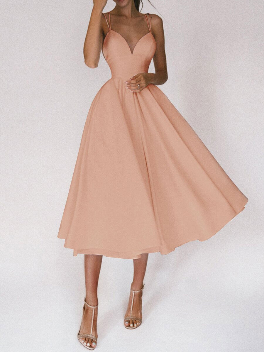 Lune London | Grace The Elegant Spaghetti Strap Dress with V-Neck