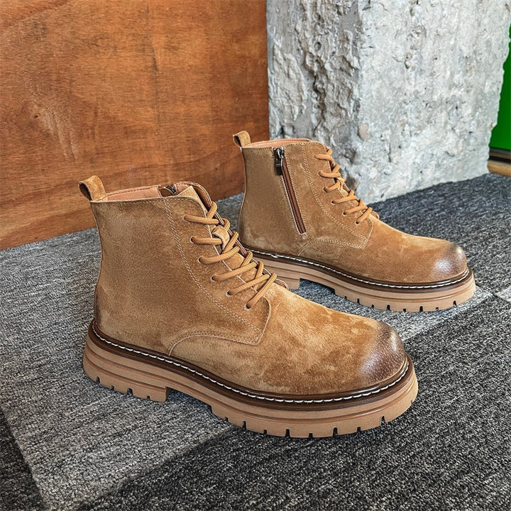 Men's leather boots with side zipper