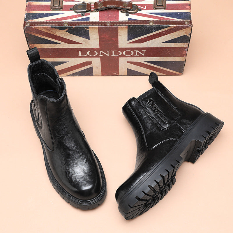 Modern men's ankle boots with platform sole