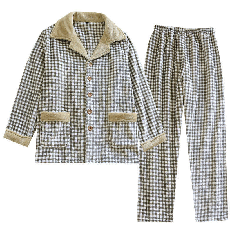 Warmer flannel pajama suit for men, lined