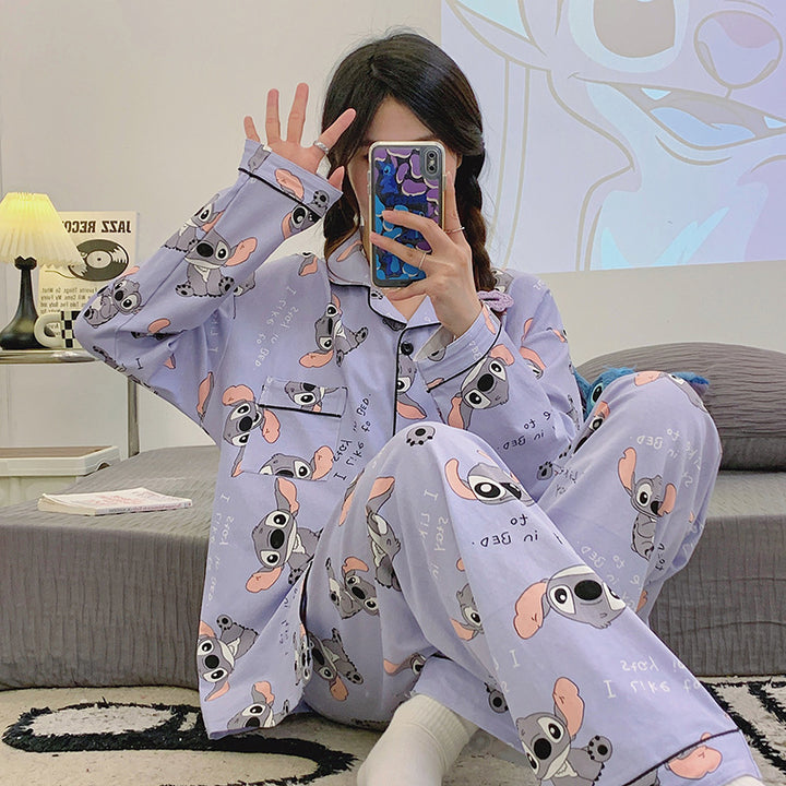 Women's Pajama Set, long-sleeved with heart pattern