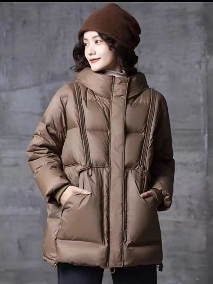 Modern down jacket with hood for women