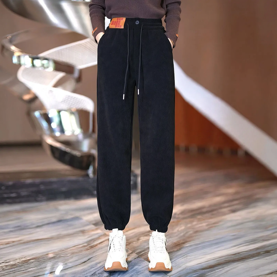 Kord-Relaxed Trousers with High Waist
