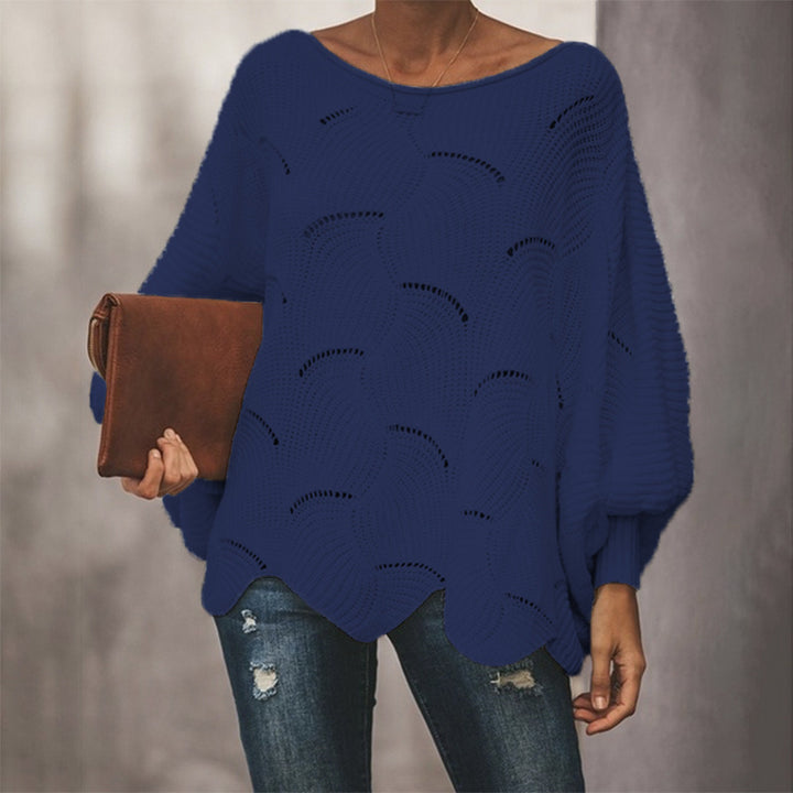 Lune London structured knit sweater for women with an airy crochet effect