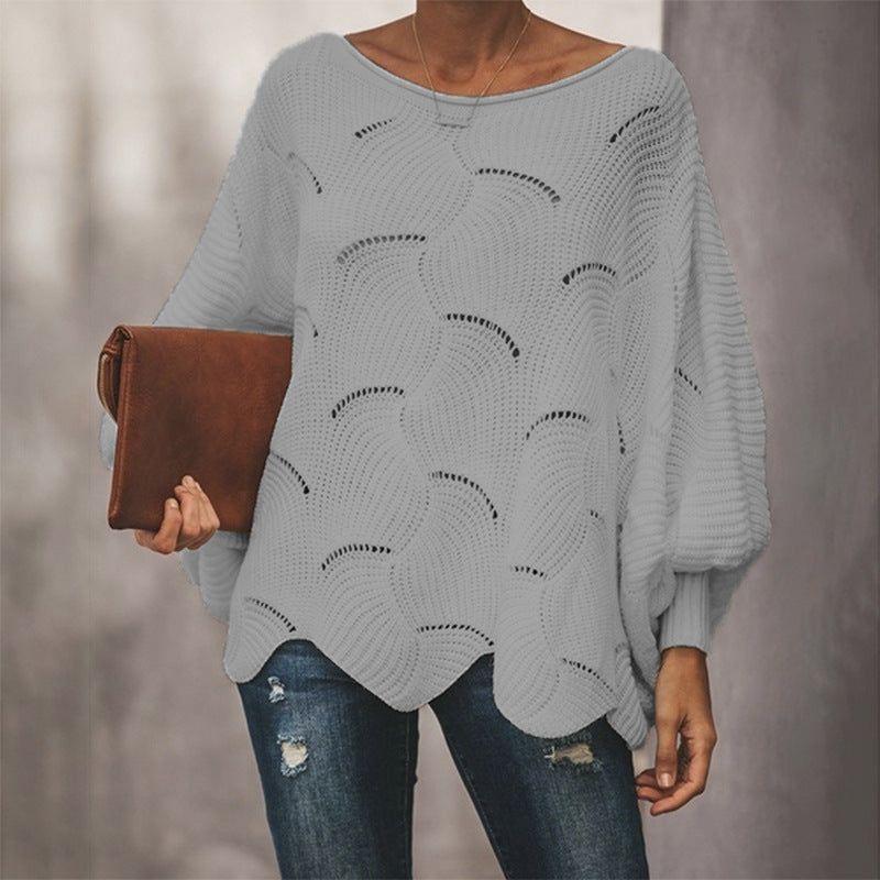 Lune London structured knit sweater for women with an airy crochet effect