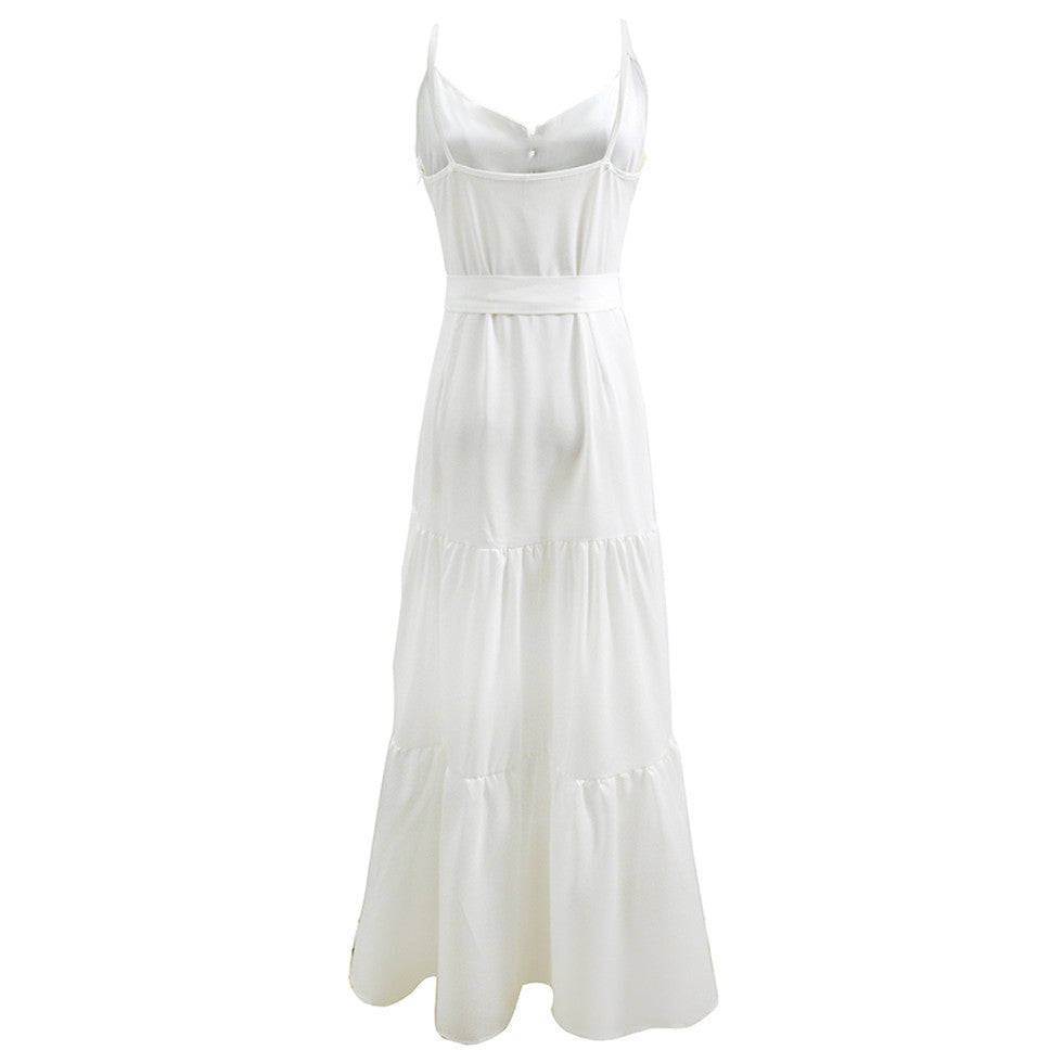 Women’s maxi dress with buttoned front and flowing skirt Lune London