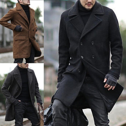 Stylish wool coat for men with double-breasted buttons and large lapels Amarae