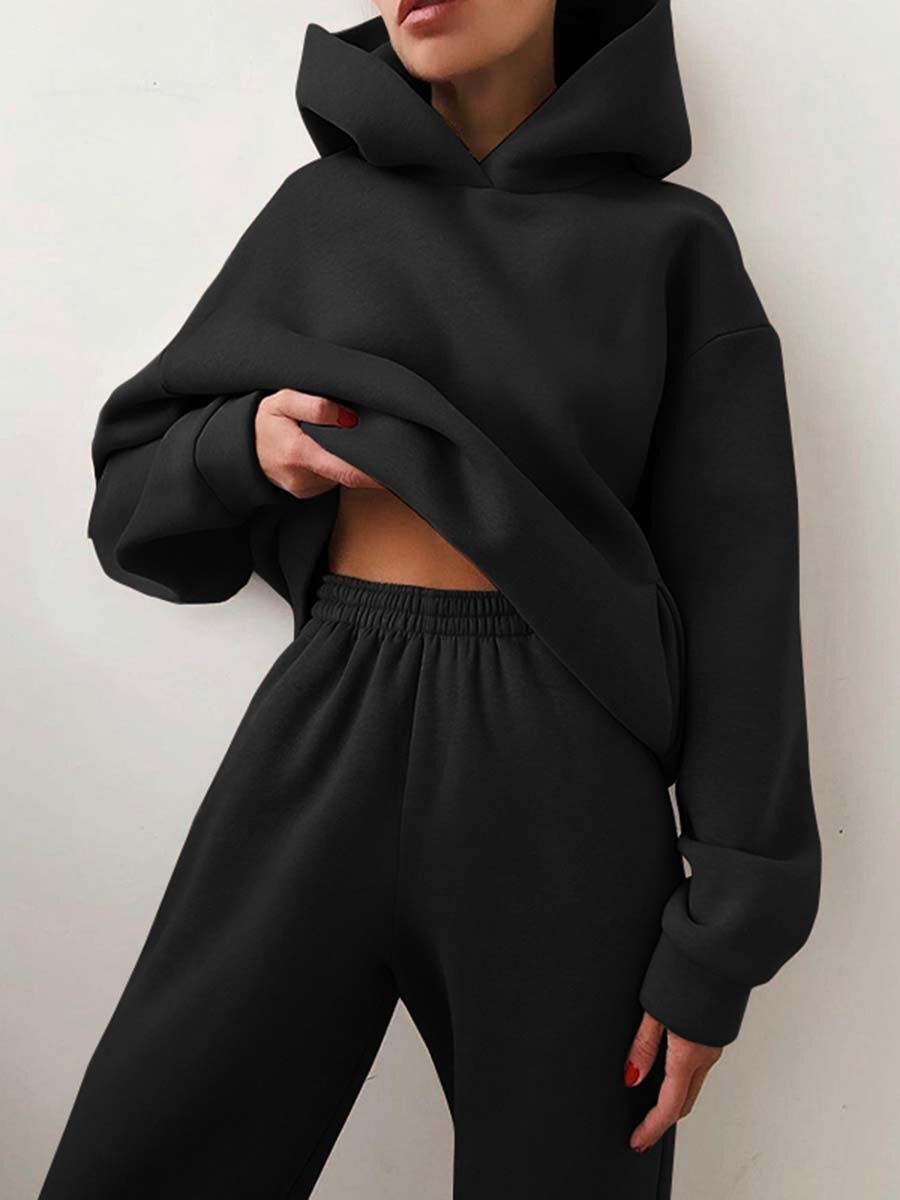 Chic Und Stil | Partial Tracksuit Oversized Tracksuit with Hood and Sweatpants
