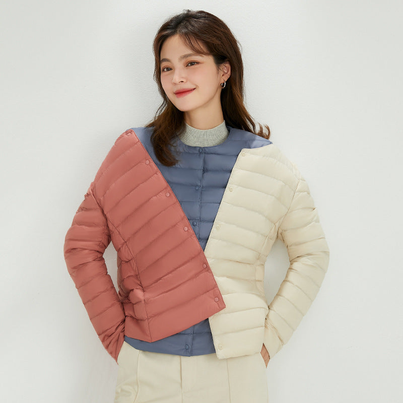 Light women's down jacket, versatile to wear, white duck down