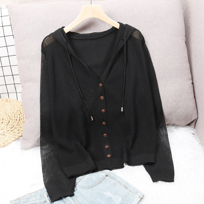 Lady cardigan with hood and elegant wooden buttons Lune London