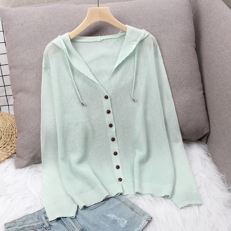 Lady cardigan with hood and elegant wooden buttons Lune London