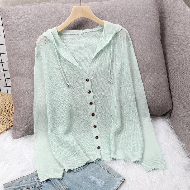 Lady cardigan with hood and elegant wooden buttons Lune London