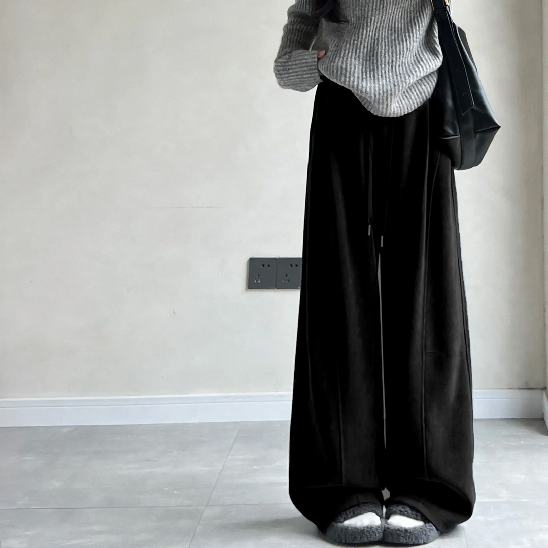 Kord-wide pants for women, high-waisted, lined