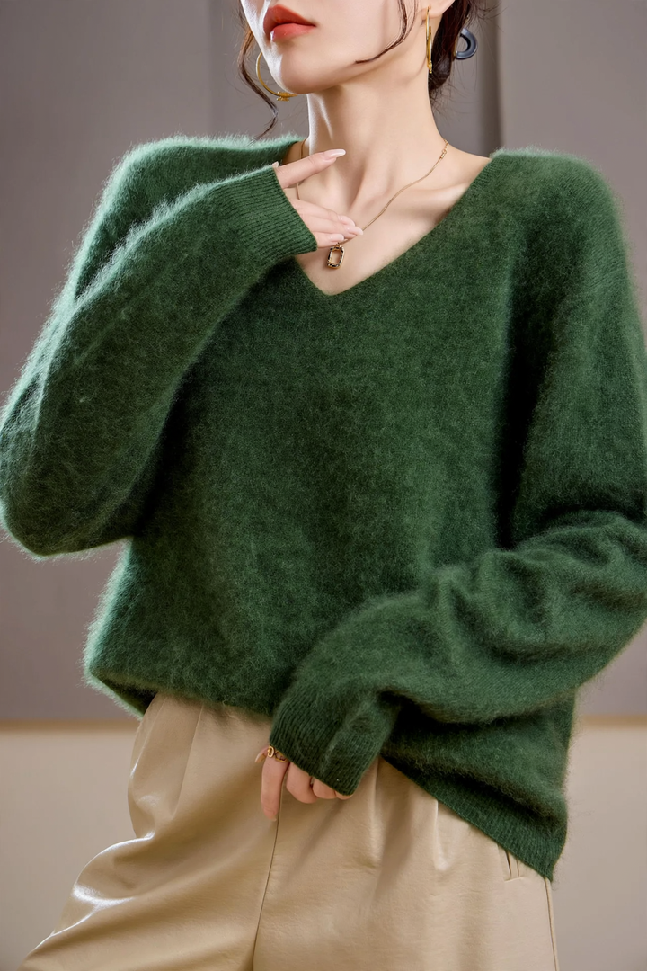 Women's Cashmere Wool Sweater, Brushed, Round or V-Neck