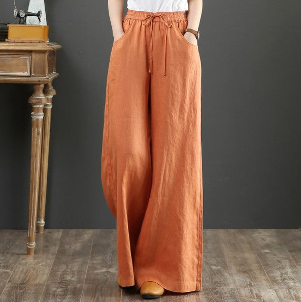 Wide linen trousers for women with elastic waistband Lune London