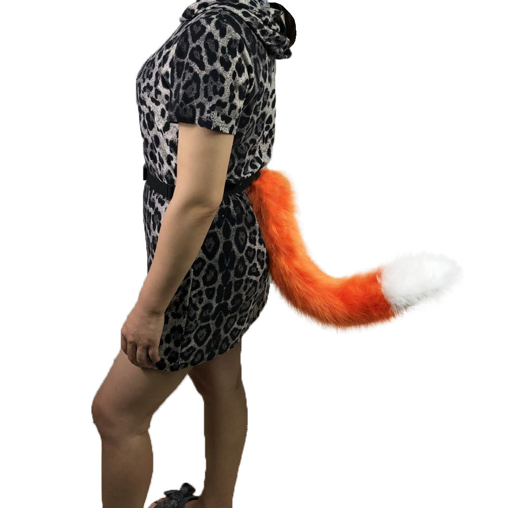 Women Removable Fluffy Faux-Fur Tail with Adjustable Attachment Belt Amarae