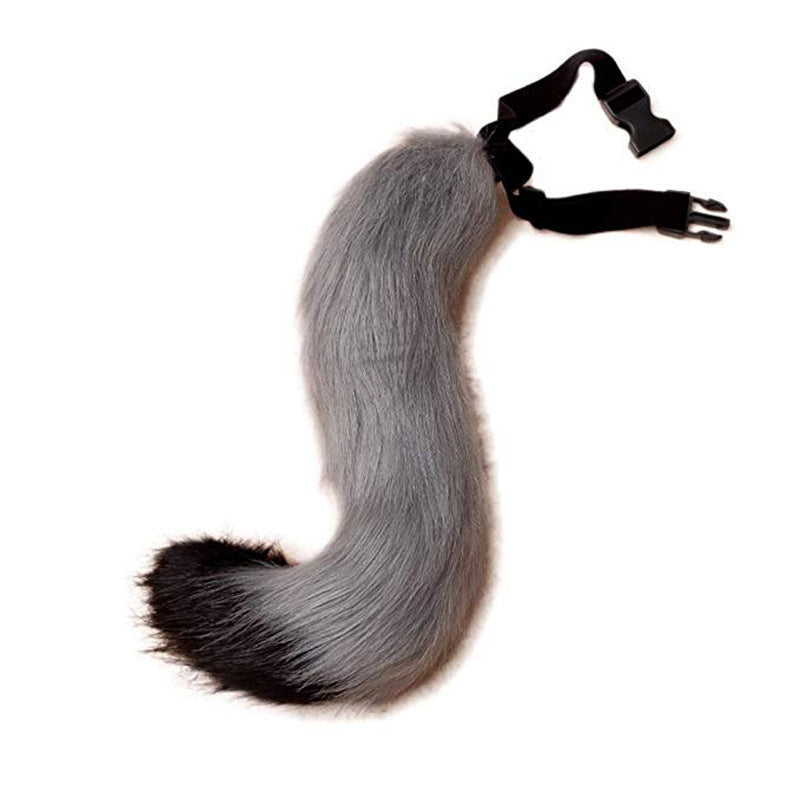 Women Removable Fluffy Faux-Fur Tail with Adjustable Attachment Belt Amarae