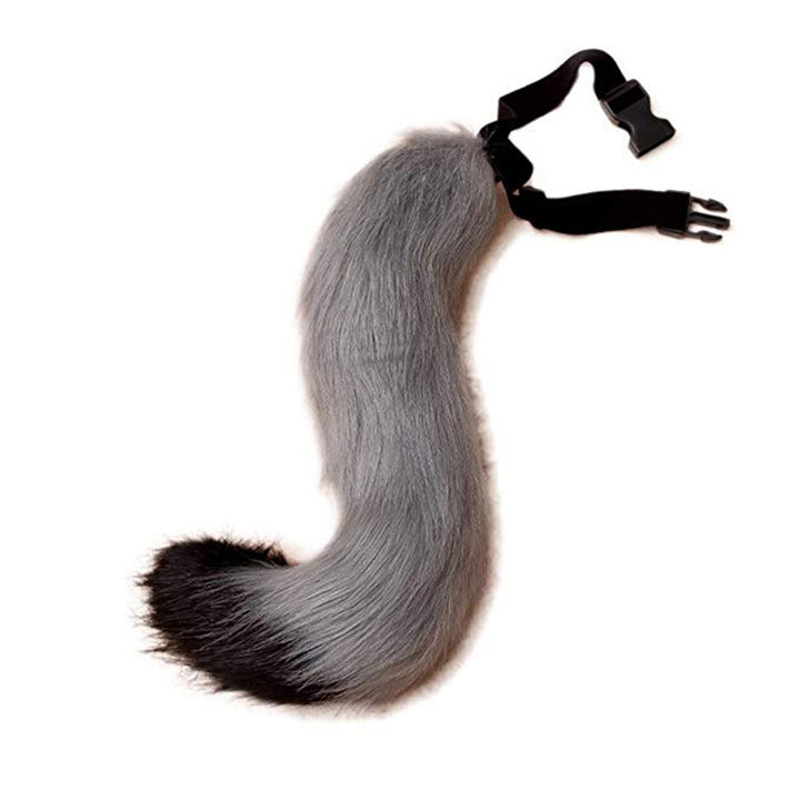 Women Removable Fluffy Faux-Fur Tail with Adjustable Attachment Belt Amarae