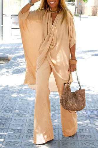Amarae | Asymmetrical V-Neck Half Sleeve Two Piece Set