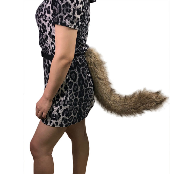 Women Removable Fluffy Faux-Fur Tail with Adjustable Attachment Belt Amarae