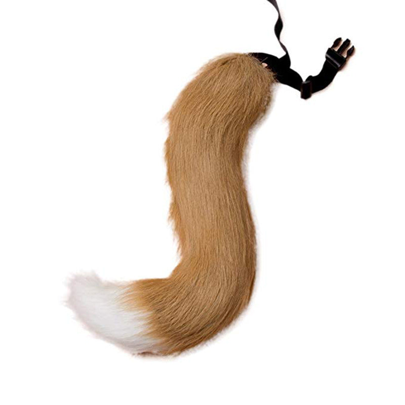 Women Removable Fluffy Faux-Fur Tail with Adjustable Attachment Belt Amarae