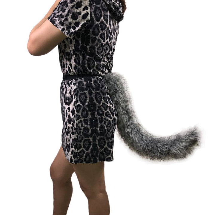 Women Removable Fluffy Faux-Fur Tail with Adjustable Attachment Belt Amarae