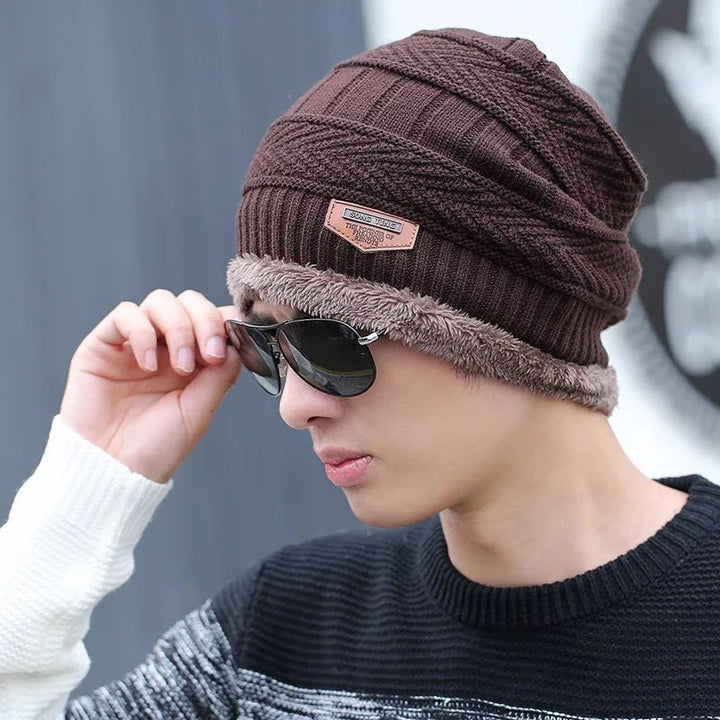 Knitted beanie and scarf set, lined, winter