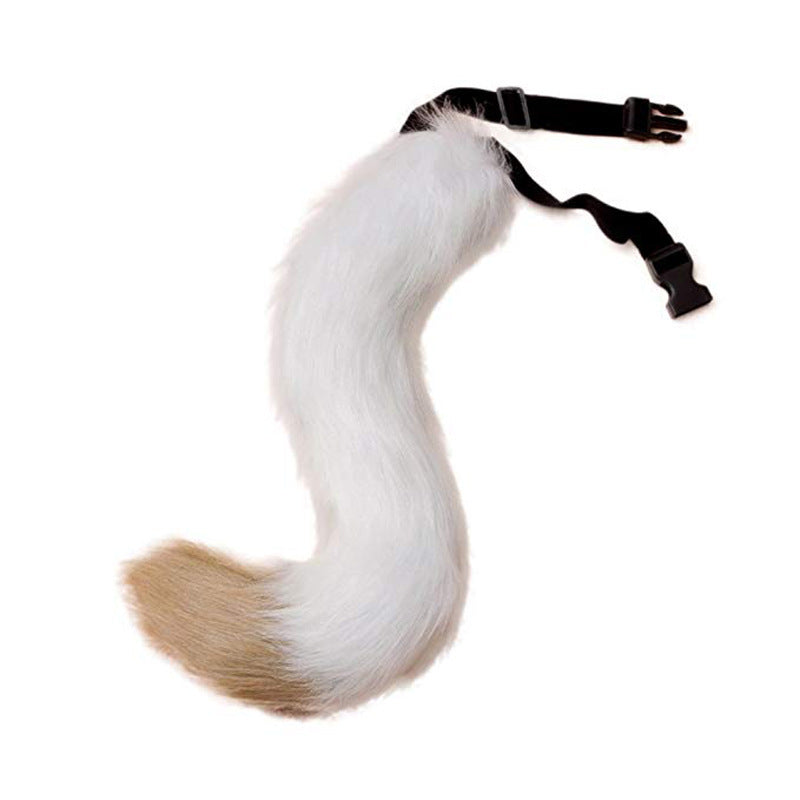 Women Removable Fluffy Faux-Fur Tail with Adjustable Attachment Belt Amarae