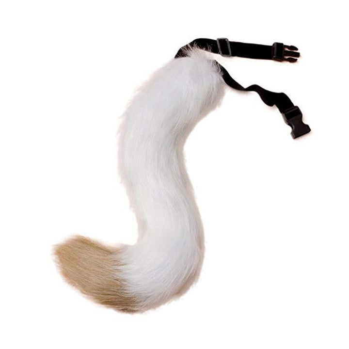Women Removable Fluffy Faux-Fur Tail with Adjustable Attachment Belt Amarae