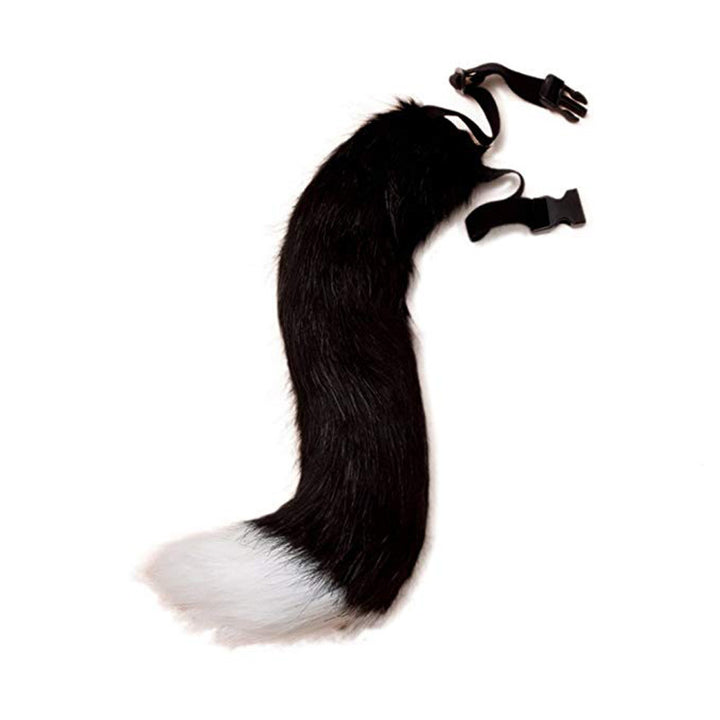 Women Removable Fluffy Faux-Fur Tail with Adjustable Attachment Belt Amarae