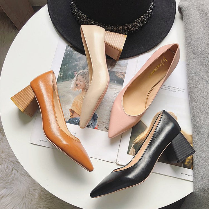 Ladies Elegant and Comfortable Pumps with Stable Block Heels Lune London