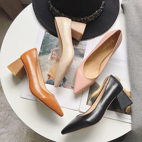 Ladies Elegant and Comfortable Pumps with Stable Block Heels Amarae