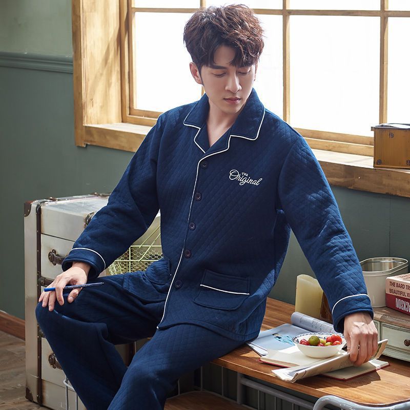 Padded men's pajama, 100% cotton, extra warm