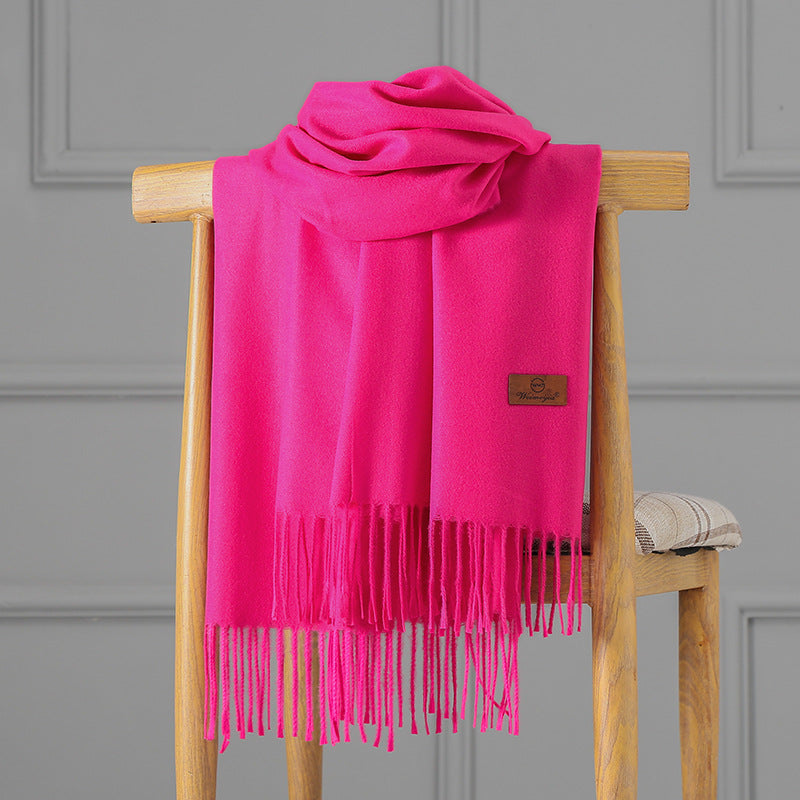 Cashmere scarf with fringes, 70x200 cm, thickened