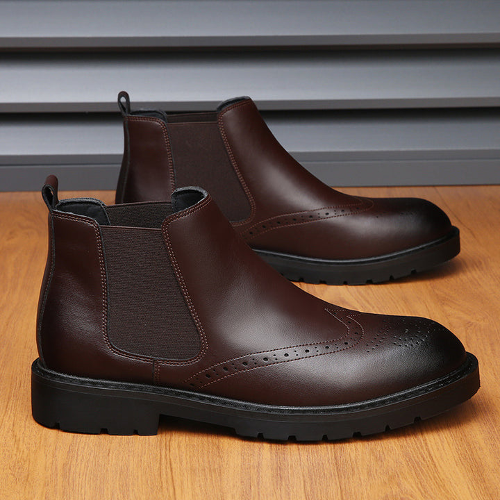 Classic men's Chelsea boots with brogue details