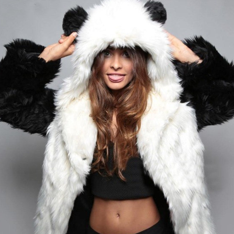Ladies Cozy Faux Fur Jacket with Animal Ears Lune London