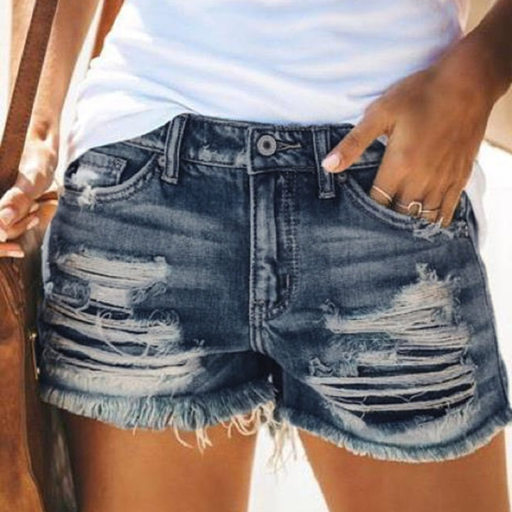 Women Destroyed Denim Shorts Lune London