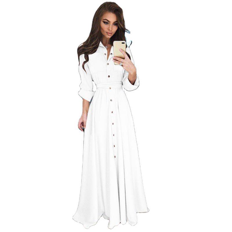 Long sleeve shirt dress for women with an adjustable belt and button closure Lune London