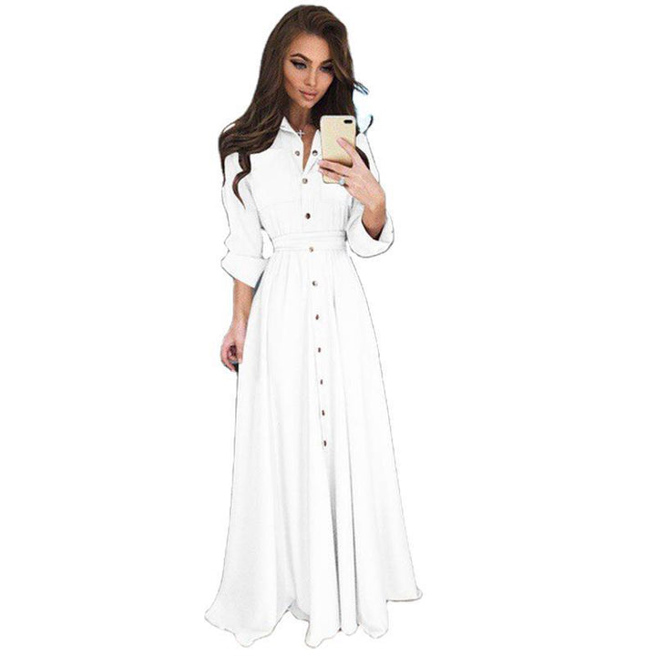 Long sleeve shirt dress for women with an adjustable belt and button closure Lune London