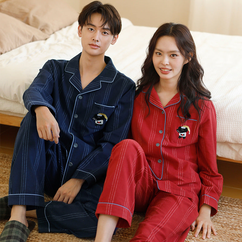Pair-pajamas made of cotton flannel, striped